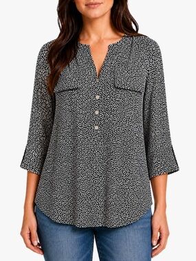 Ava & Grace Petite Black & White Animal Print Split-Neck Blouse Women’s Size XLP